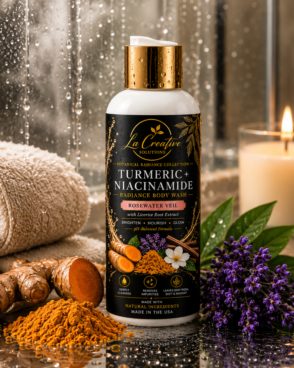 Turmeric + Niacinamide Radiance Body Wash — Rosewater Veil