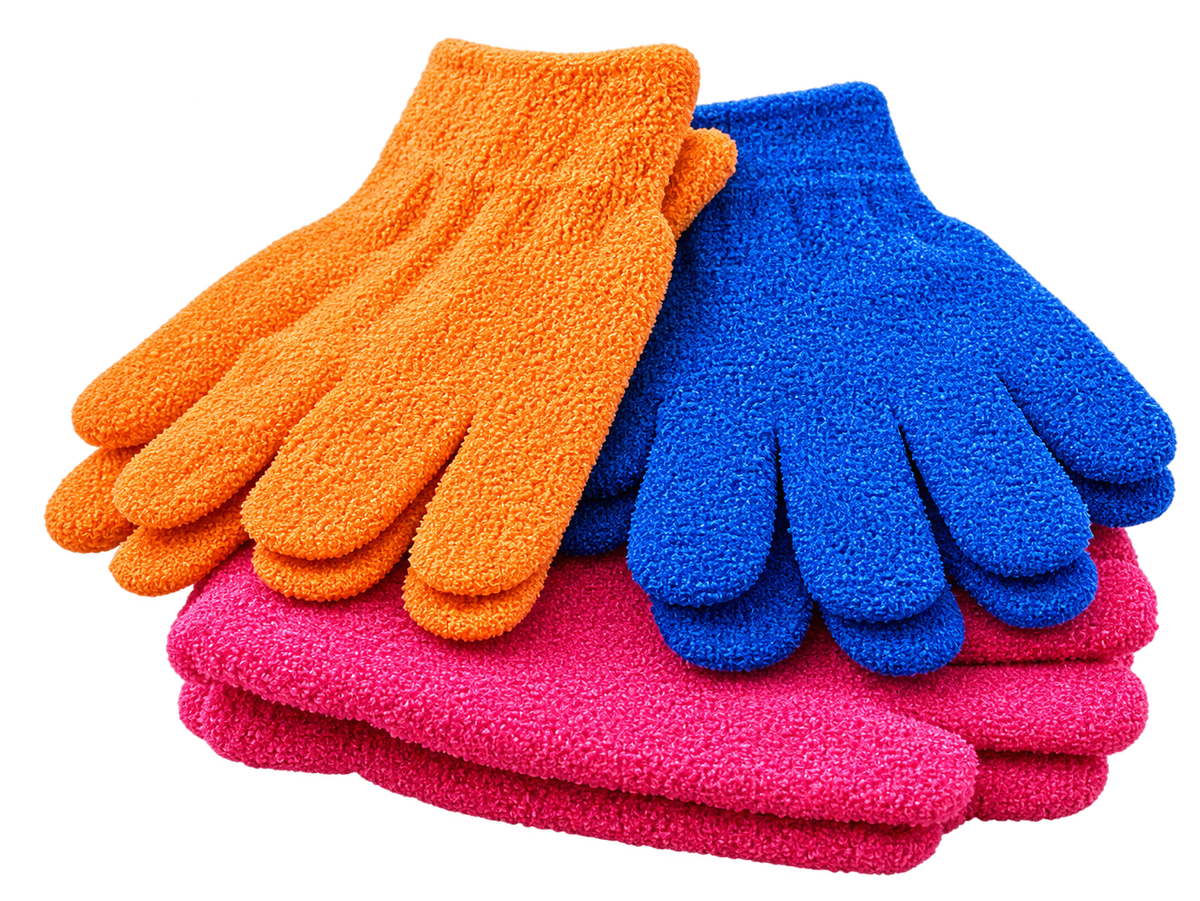Exfoliating gloves, shower gloves  